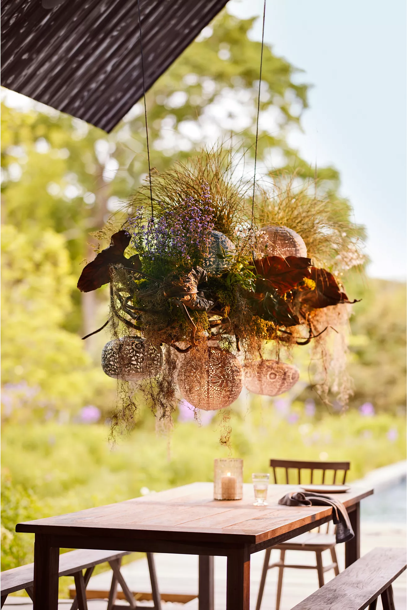 Hanging planter with flowers
