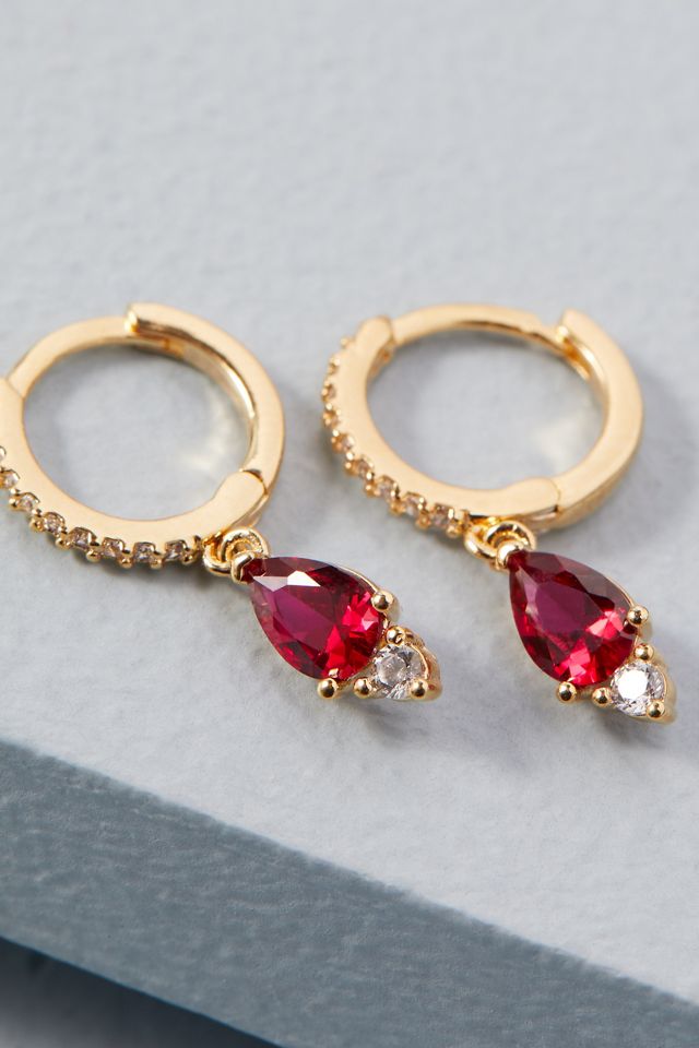 Embellished Drop Hoop Earrings Anthropologie UK