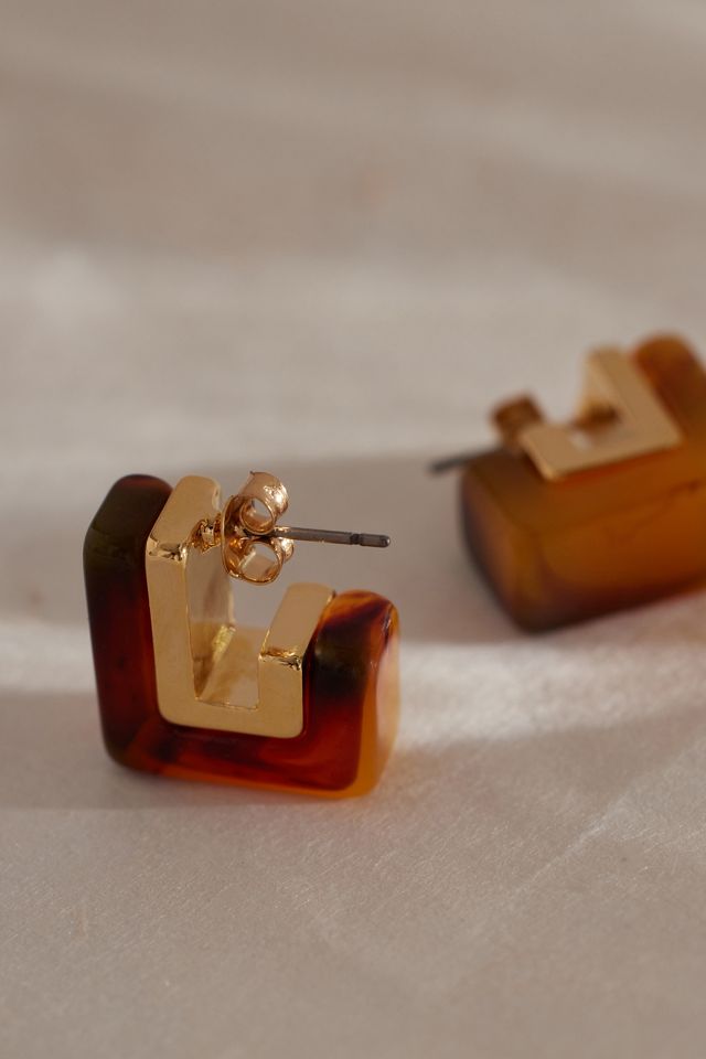 Small Squared Huggie Earrings #1