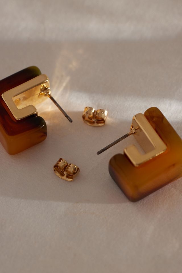 Small Squared Huggie Earrings #2