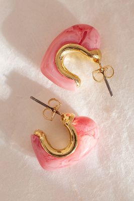 Shop Anthropologie Resin Coloured Hoop Earrings In Orange