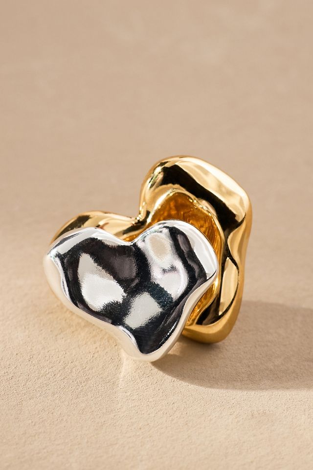 Molten Mixed Metals Heart Post Earrings #1