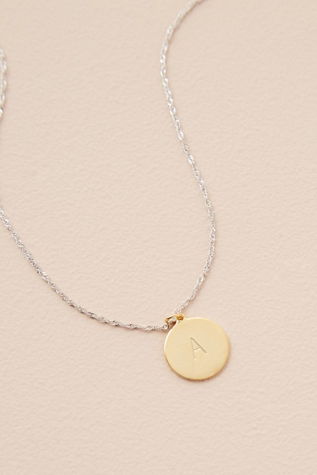 Collier avec disque et initiale #4