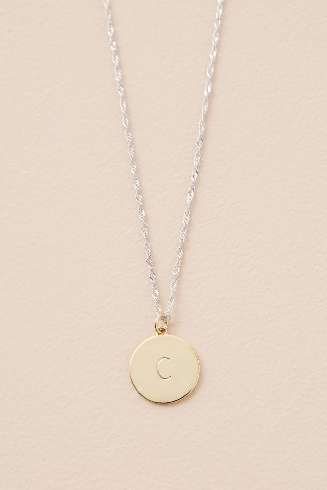 Collier avec disque et initiale #7
