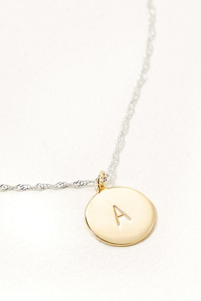 Collier avec disque et initiale #12