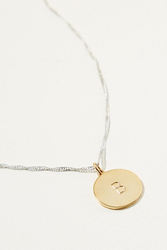Collier avec disque et initiale #14