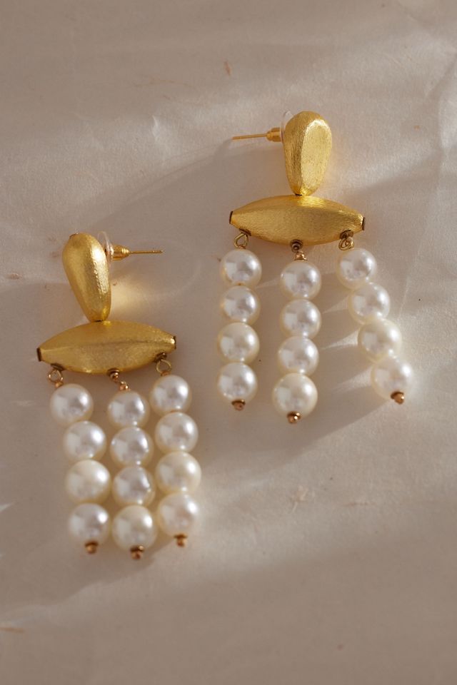 Chunky PearlDrop Chandelier Earrings Anthropologie UK
