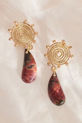 Shop Anthropologie Spiral Stone Drop Earrings In Brown