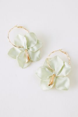 Oversized Flower Drop Hoop Earrings