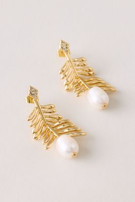 Pearl Leaf Drop Earrings