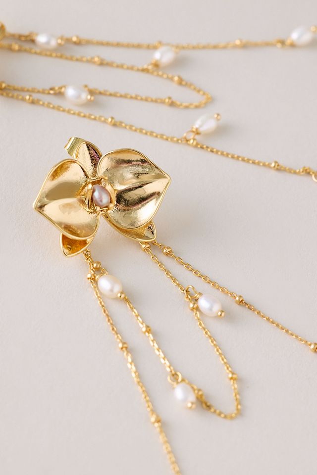 Pearl Tassel Chain Drop Earrings #1