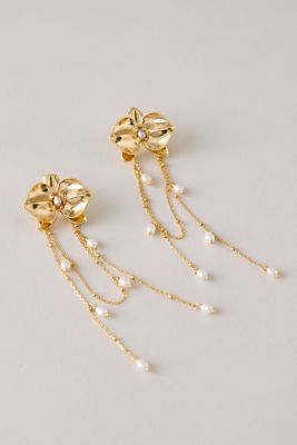 Pearl Tassel Chain Drop Earrings
