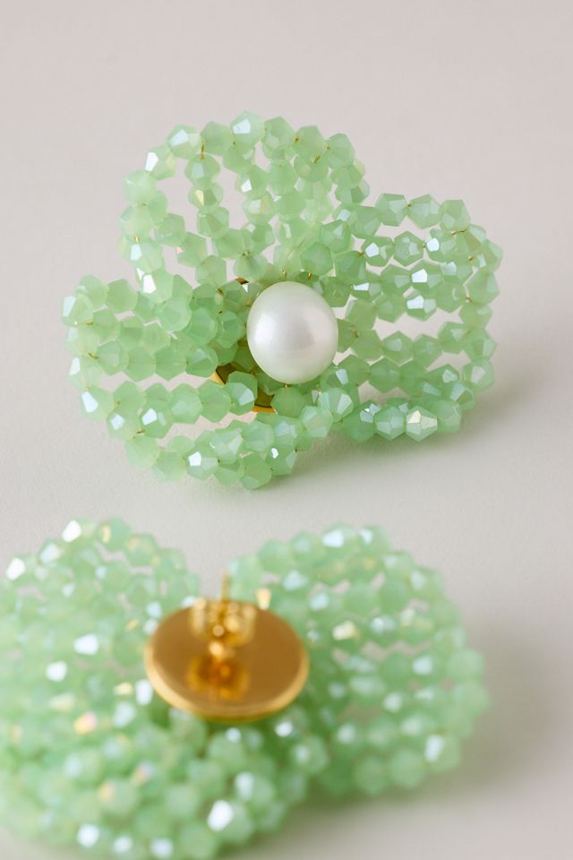 Beaded Flower Stud Earrings #1