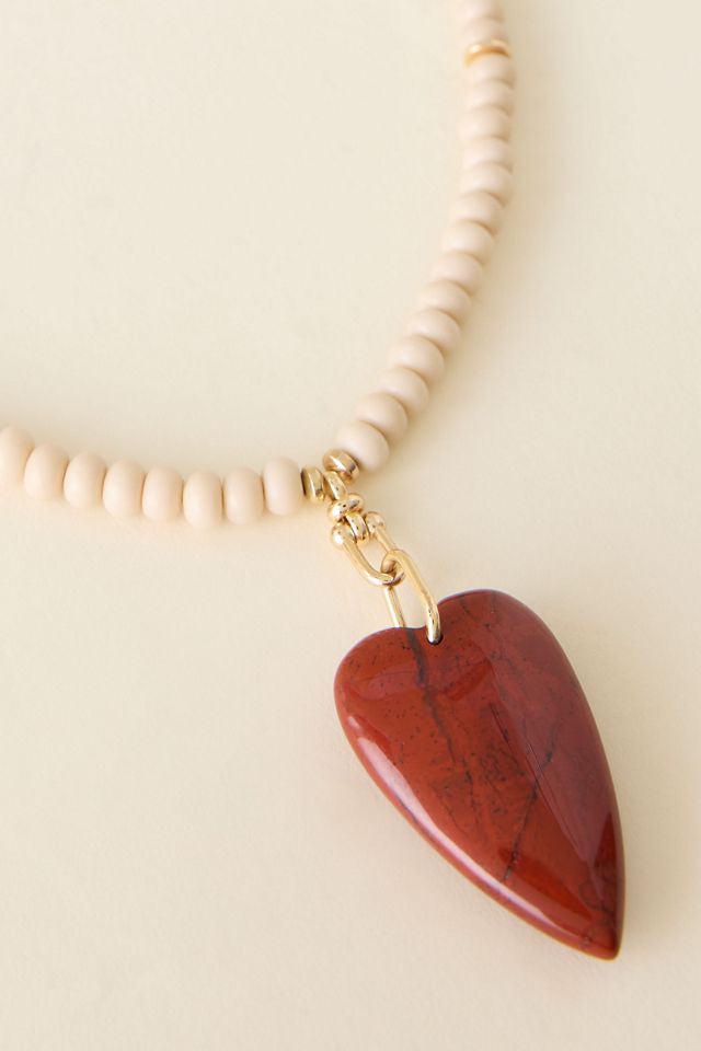 Collar con Colgante de Corazón de Ágata con Cuentas #1