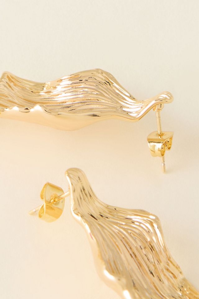 Orecchini a Bottone a Coste Scolpiti #1