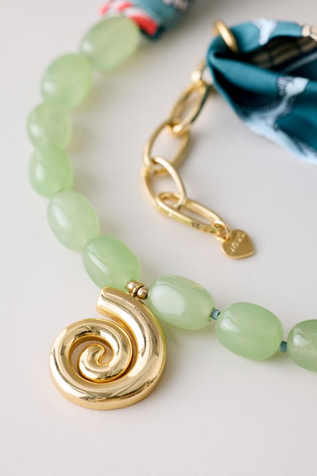 Beaded Scarf Swirl Pendant Necklace #1