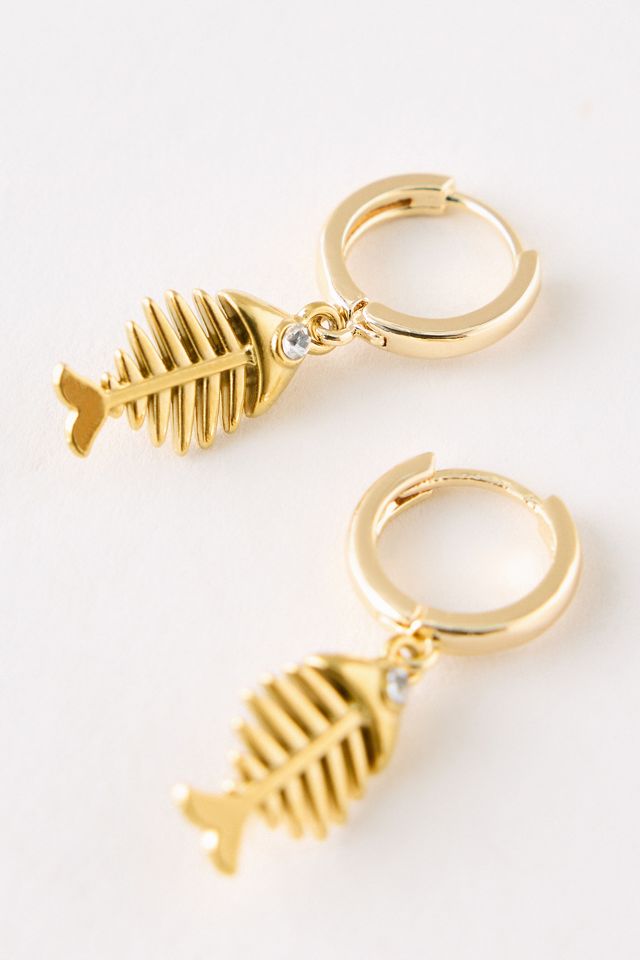 Fish Icon Huggie Hoop Earrings #1
