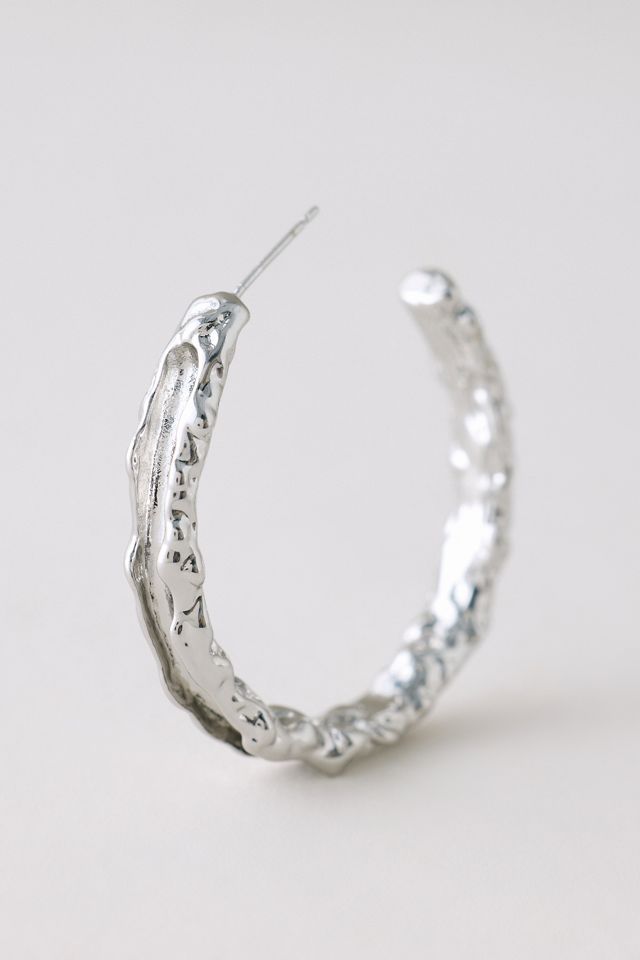 By Anthropologie Hammered Plated Hoop Earrings #1