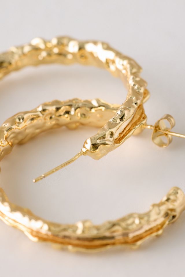 By Anthropologie Hammered Plated Hoop Earrings #1