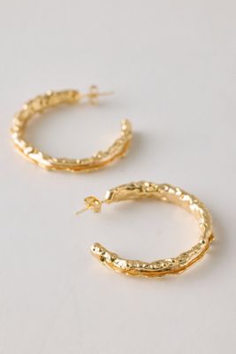 By Anthropologie Hammered Plated Hoop Earrings