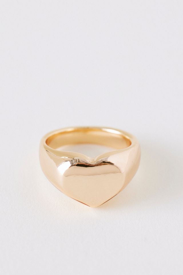 Bague chevalière cœur en or #2