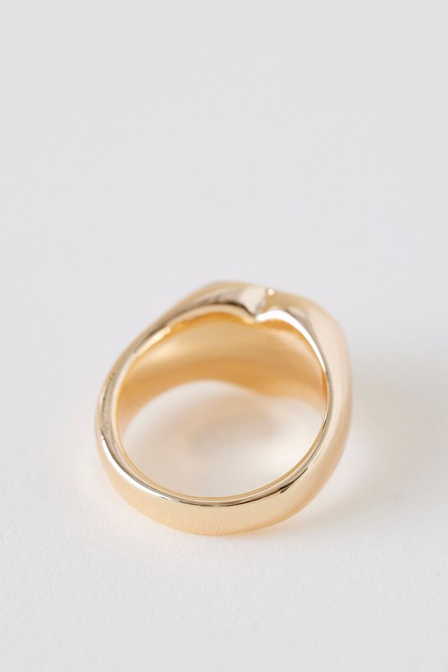 Bague chevalière cœur en or #3