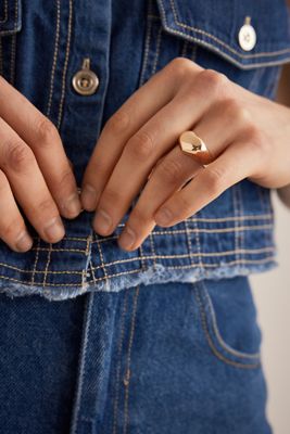 Gold Heart Signet Ring