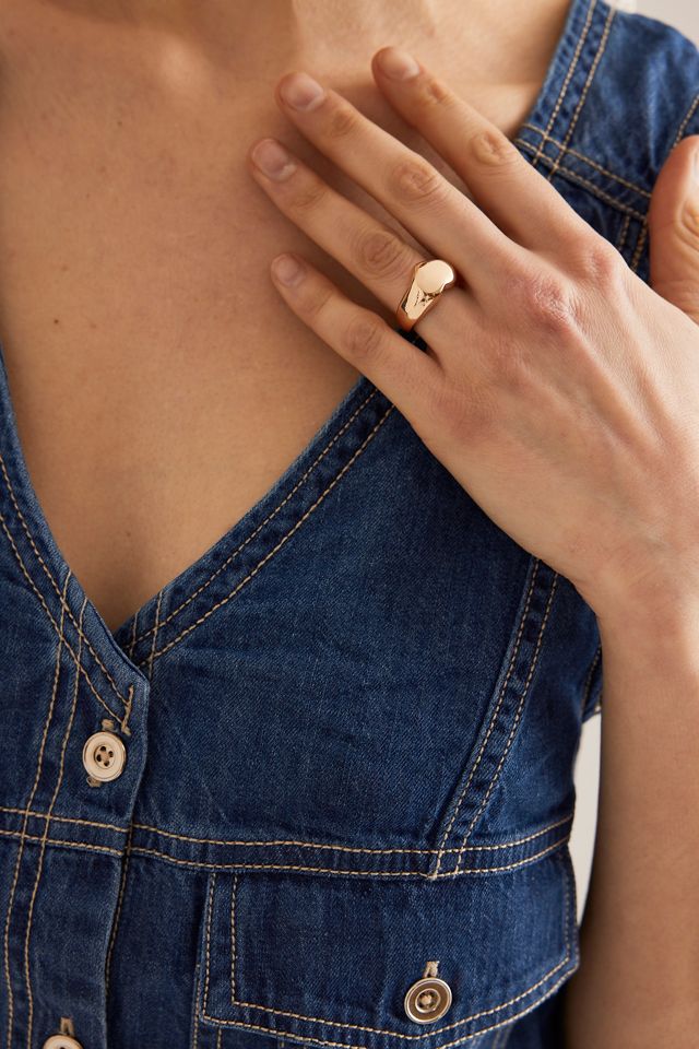 Bague chevalière cœur en or #4