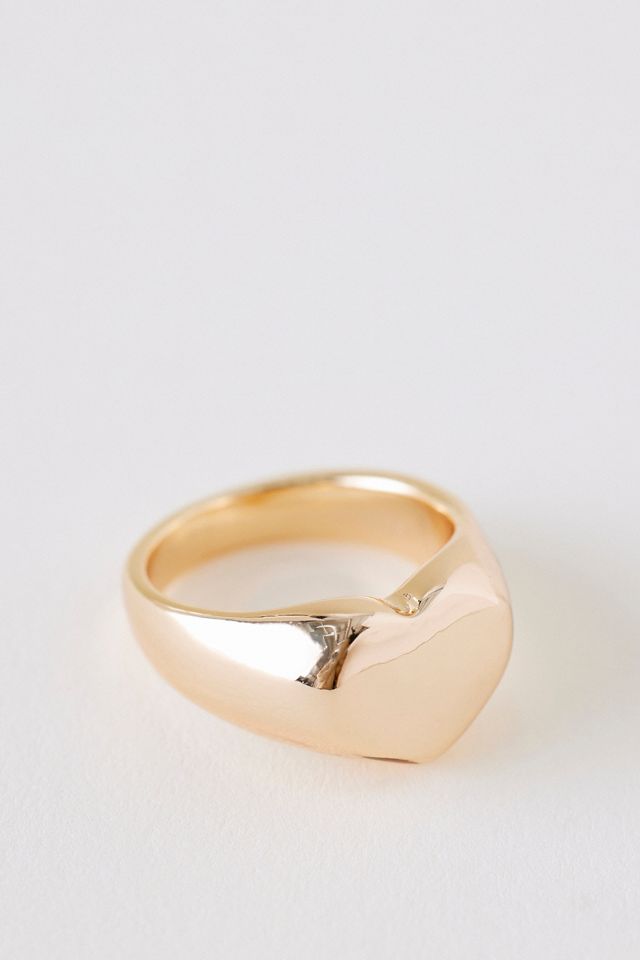 Bague chevalière cœur en or #1