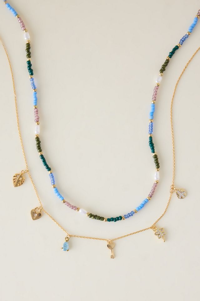 Collana a strat  i con ciondolo di perline #2