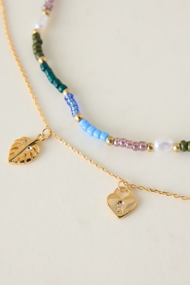 Collana a strat  i con ciondolo di perline #3