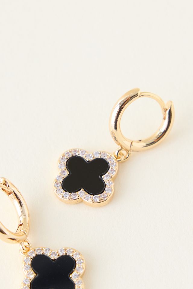 Gold-Plated Clover Huggie Hoop Earrings #1