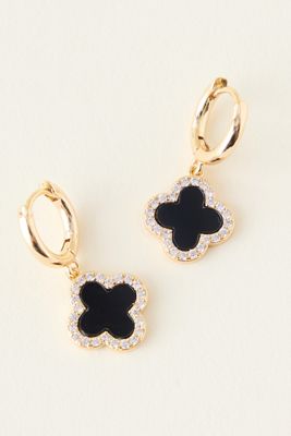 Gold-Plated Clover Huggie Hoop Earrings