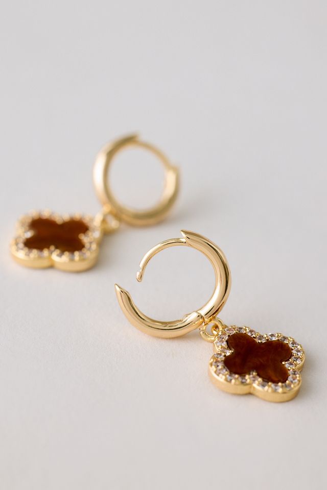 Gold-Plated Clover Huggie Hoop Earrings #1