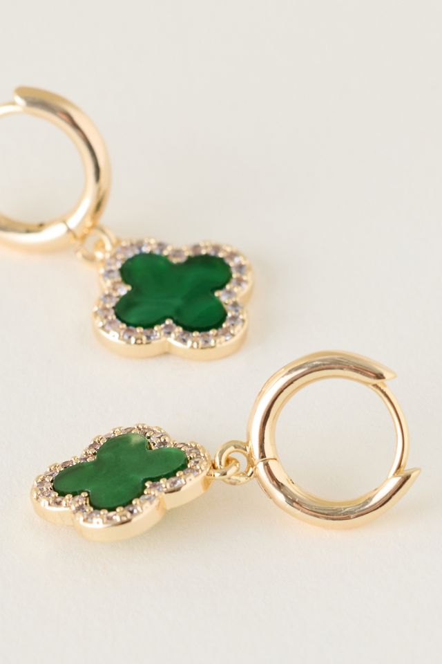 Gold-Plated Clover Huggie Hoop Earrings #2