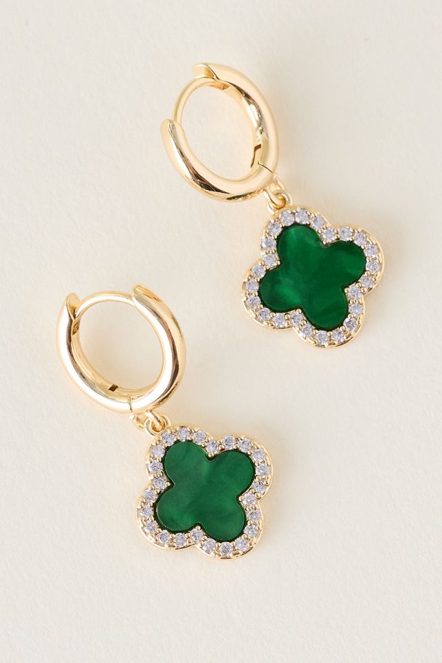 Gold-Plated Clover Huggie Hoop Earrings #1