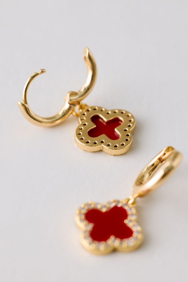 Gold-Plated Clover Huggie Hoop Earrings #1
