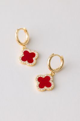 Gold-Plated Clover Huggie Hoop Earrings