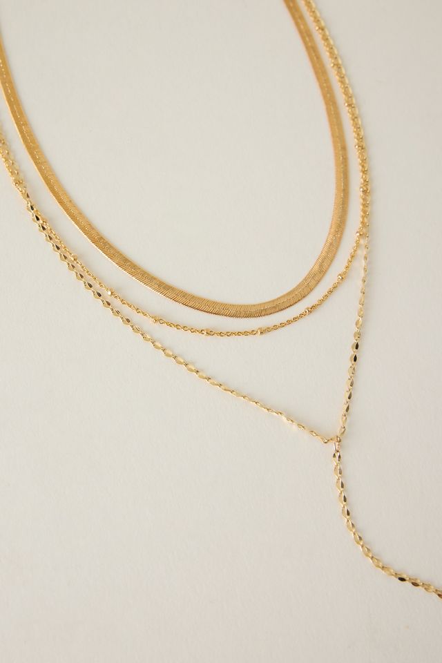 Collar Lariat de Tres Capas Bañado en Oro #1
