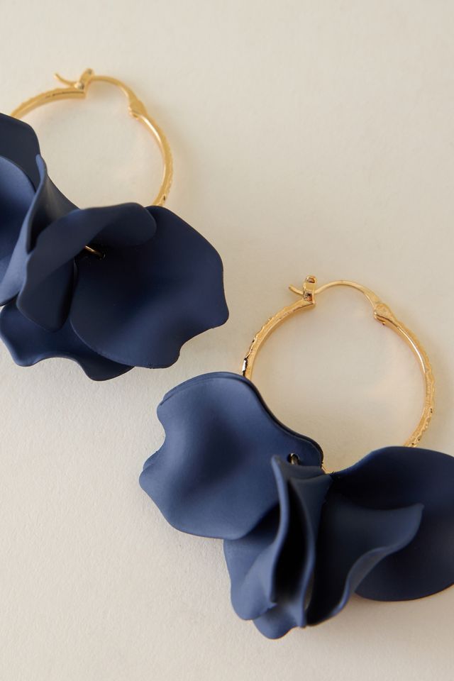 Boucles d'oreilles créoles fleur plaquées or #2