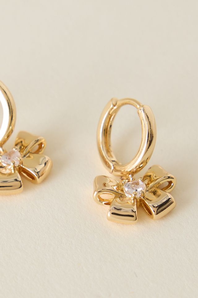 Gold-Plated Bow Huggie Hoop Earrings #1