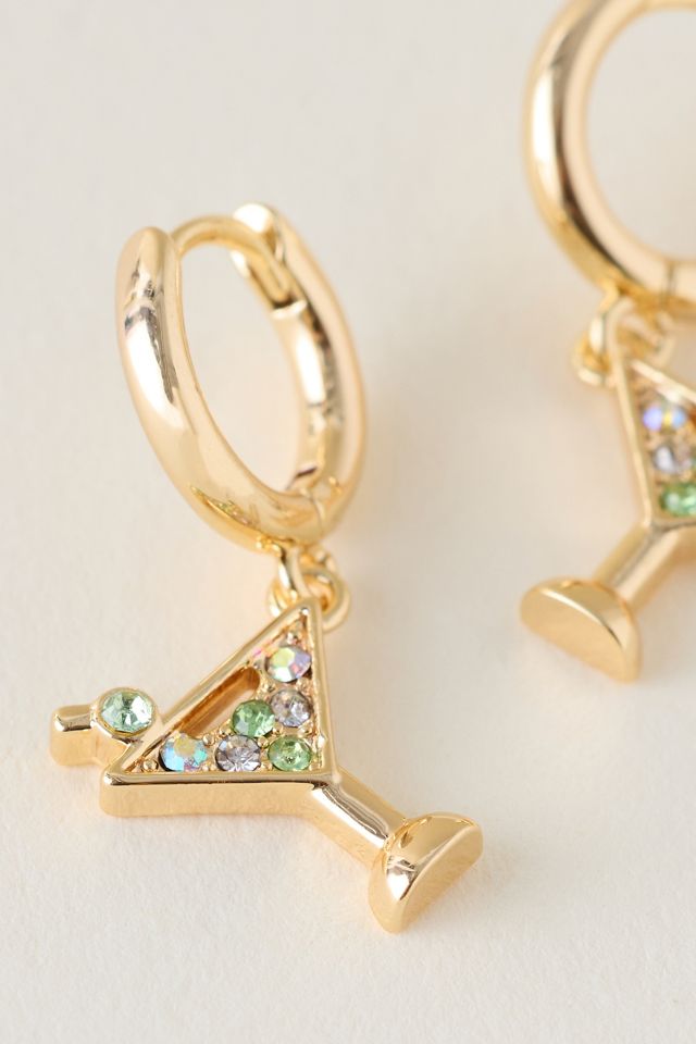 Gold-Plated Martini Huggie Hoop Earrings #2