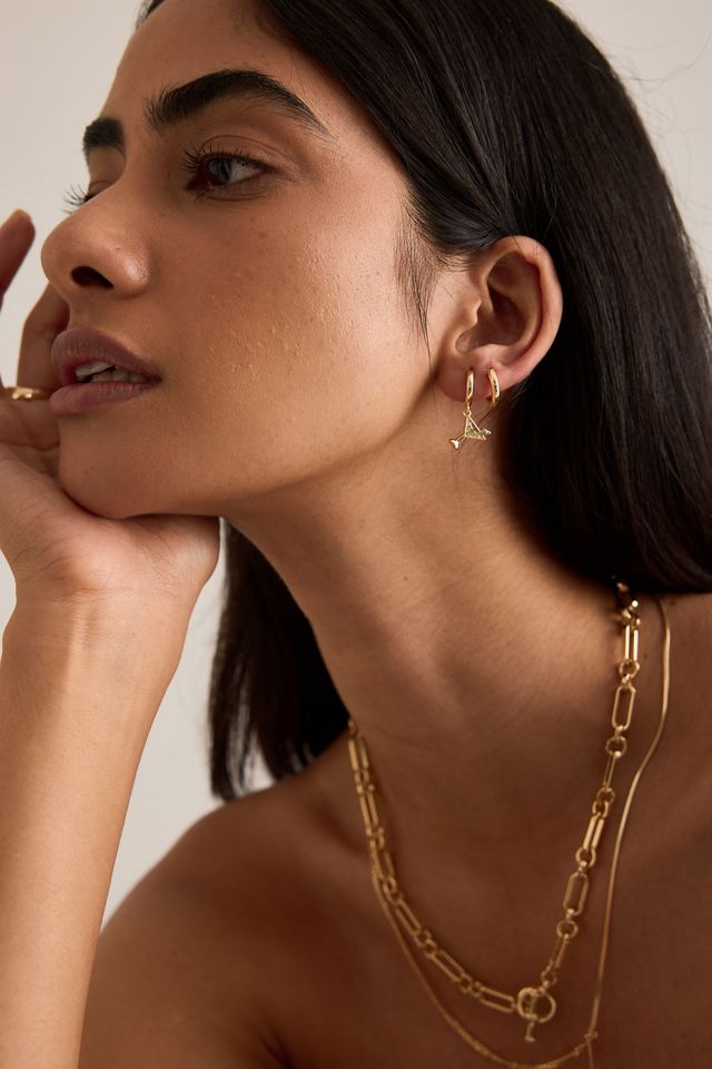 Gold-Plated Martini Huggie Hoop Earrings #3