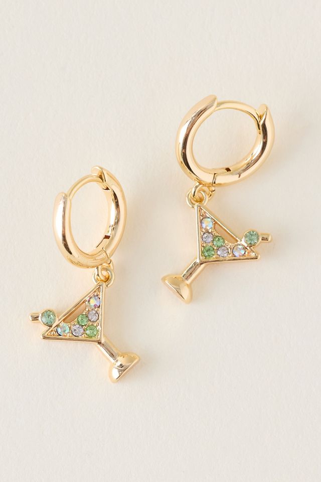 Gold-Plated Martini Huggie Hoop Earrings #1