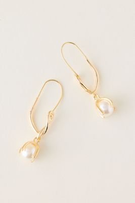 Gold-Plated Faux-Pearl Drop Earrings