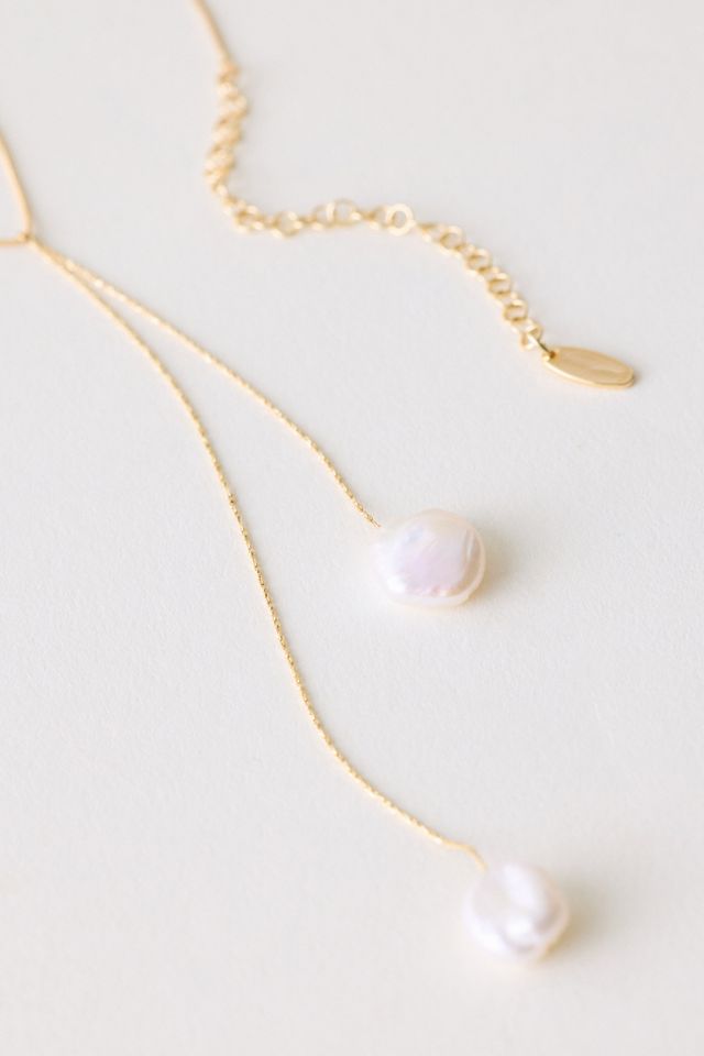 Gold-Plated Long Pearl Drop Necklace #1