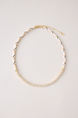 By Anthropologie Women's White Corded Crystal Necklace