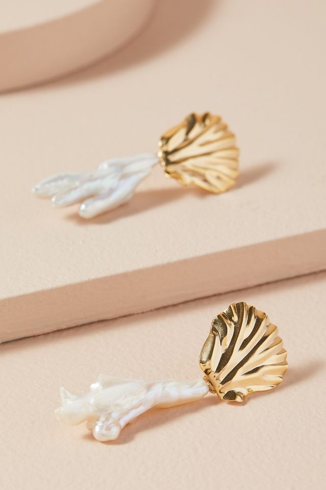 Pendants d'oreilles coquillage corail #1