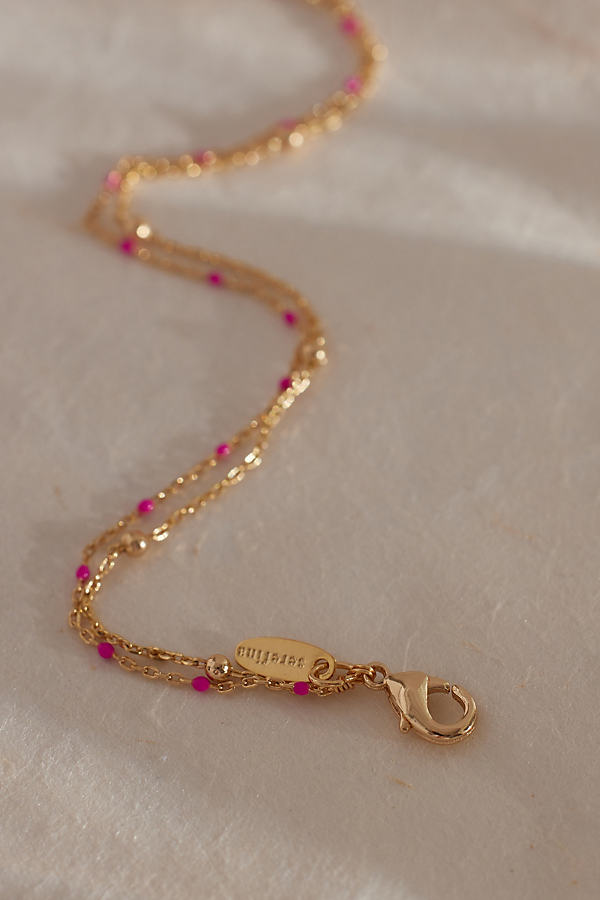 Gold-Plated Delicate Jeweled Double-Chain Bracelet
