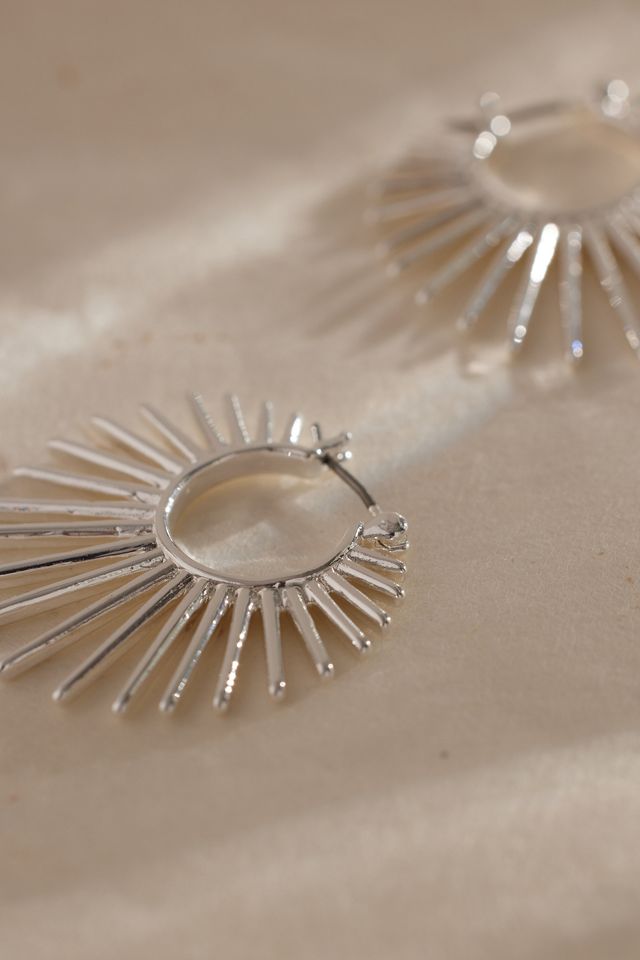 Gold-Plated Sun Spike Hoop Earrings #3